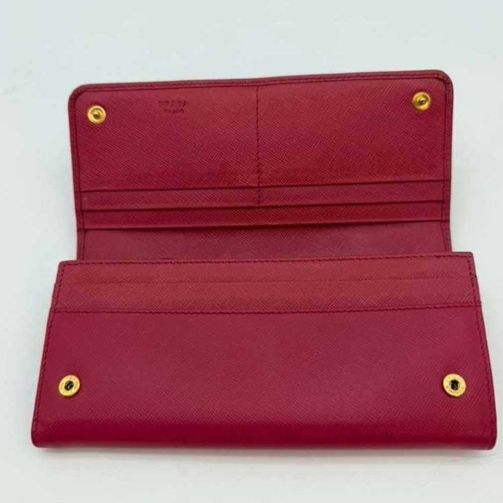 Prada Saffiano Leather Wallet Red Authentic Prada Wallet Chain Included - Picture 5 of 13
